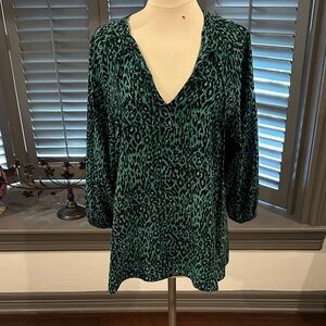 Tucker Teal Animal Print Blouse